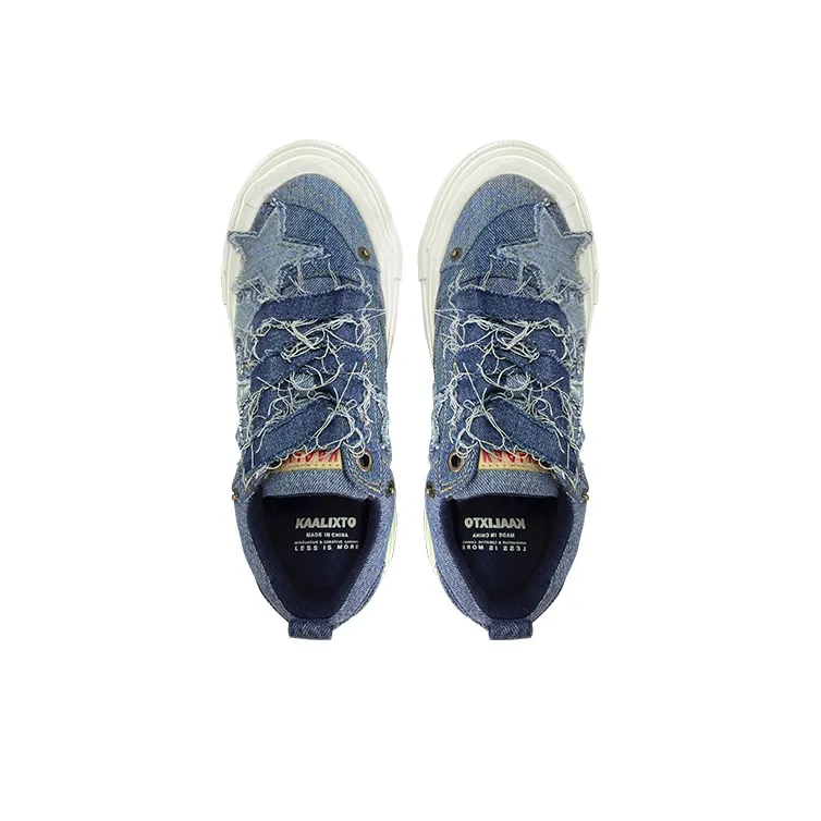 Custom Sneaker Stars Blue Denim Fabric
