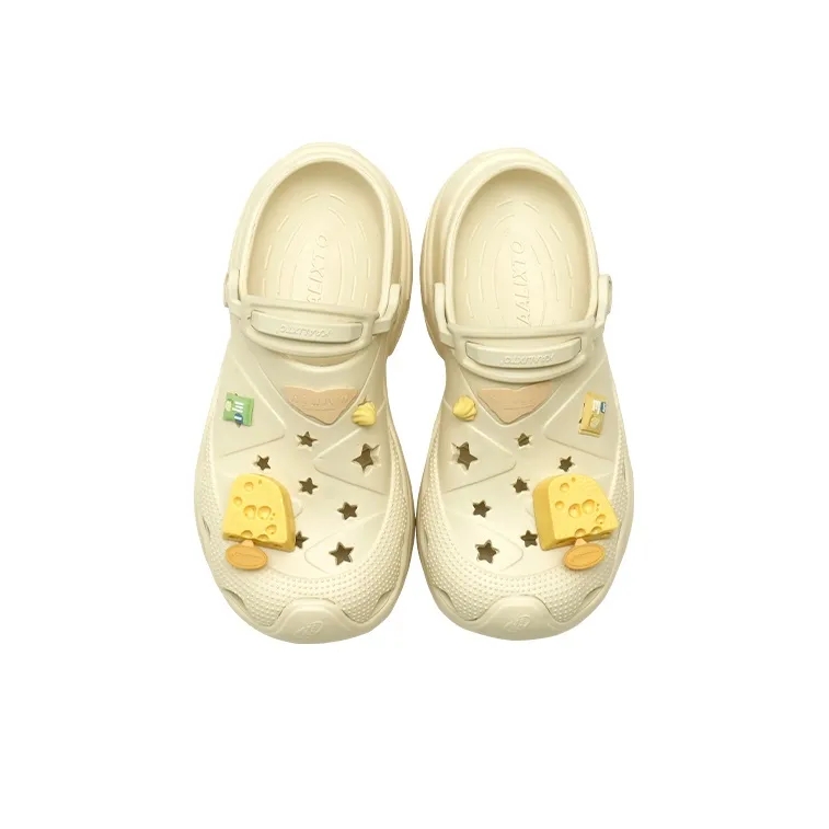 Custom Crocs Beige Yellow Cheese