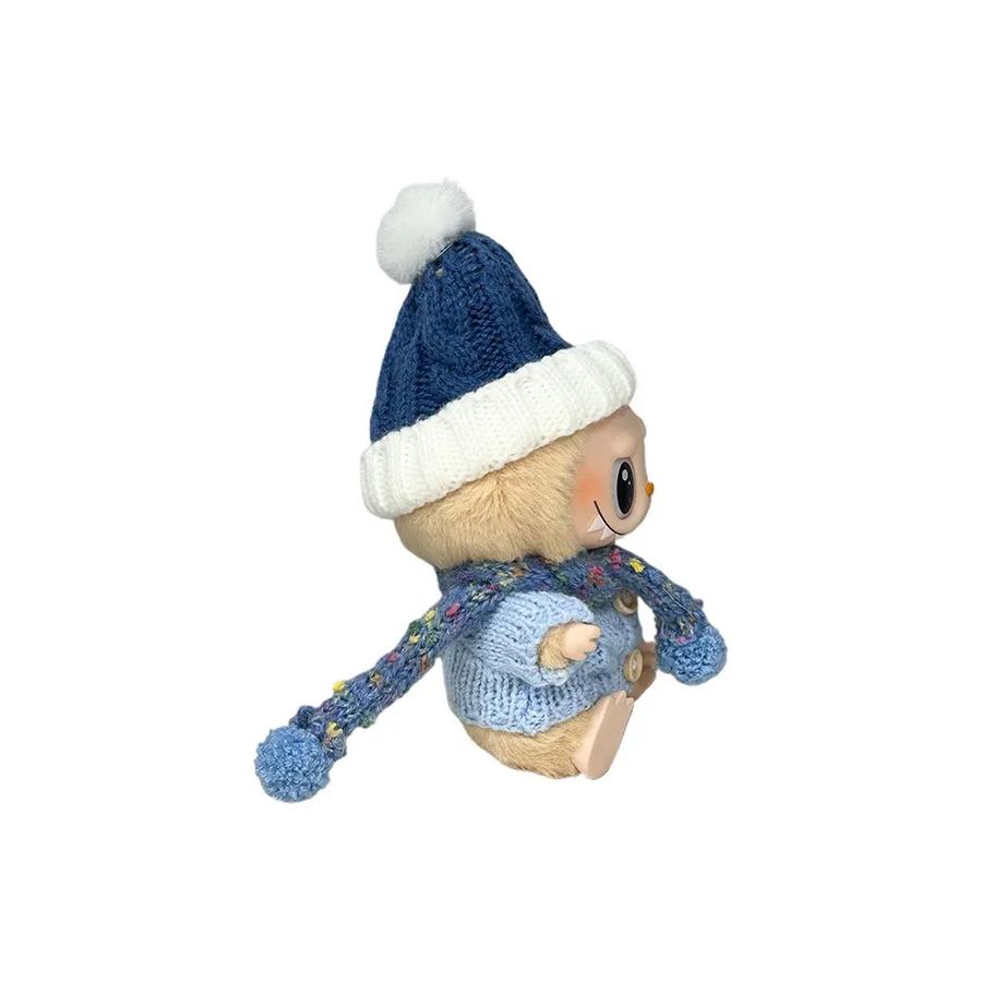 Custom Labubu Blue Beanie And Sweater