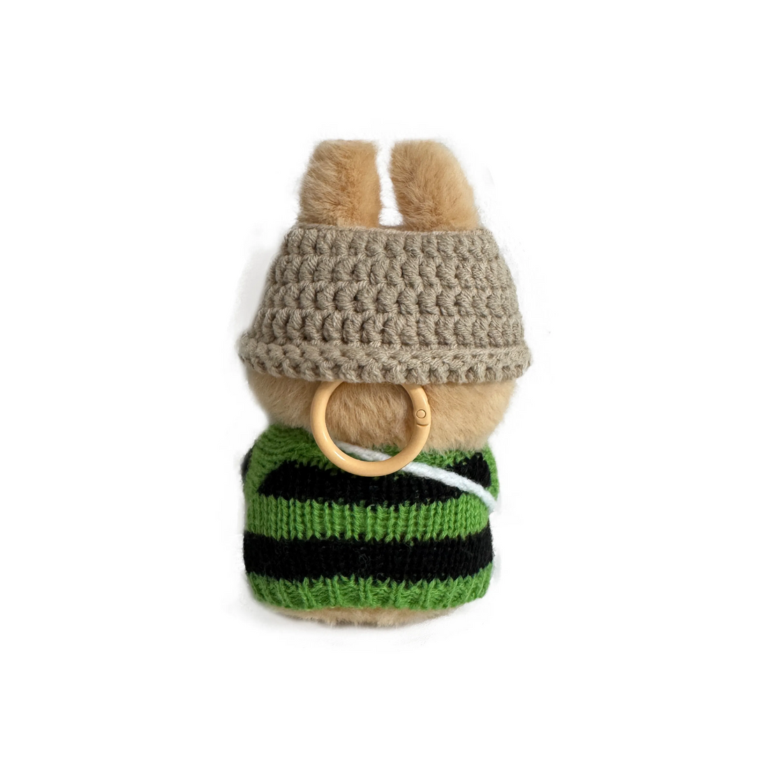 Custom Labubu Gray Beanie And Green Black Sweater