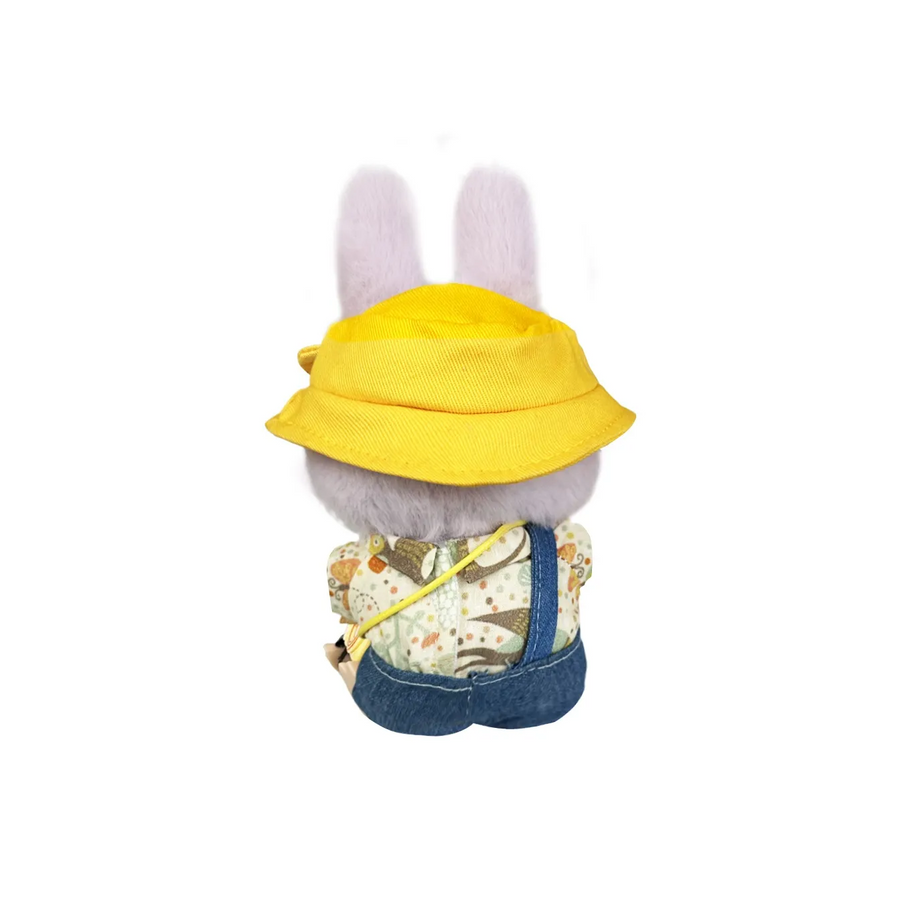 Custom Labubu Yellow Duck Hat Beige Clothes Blue Overalls