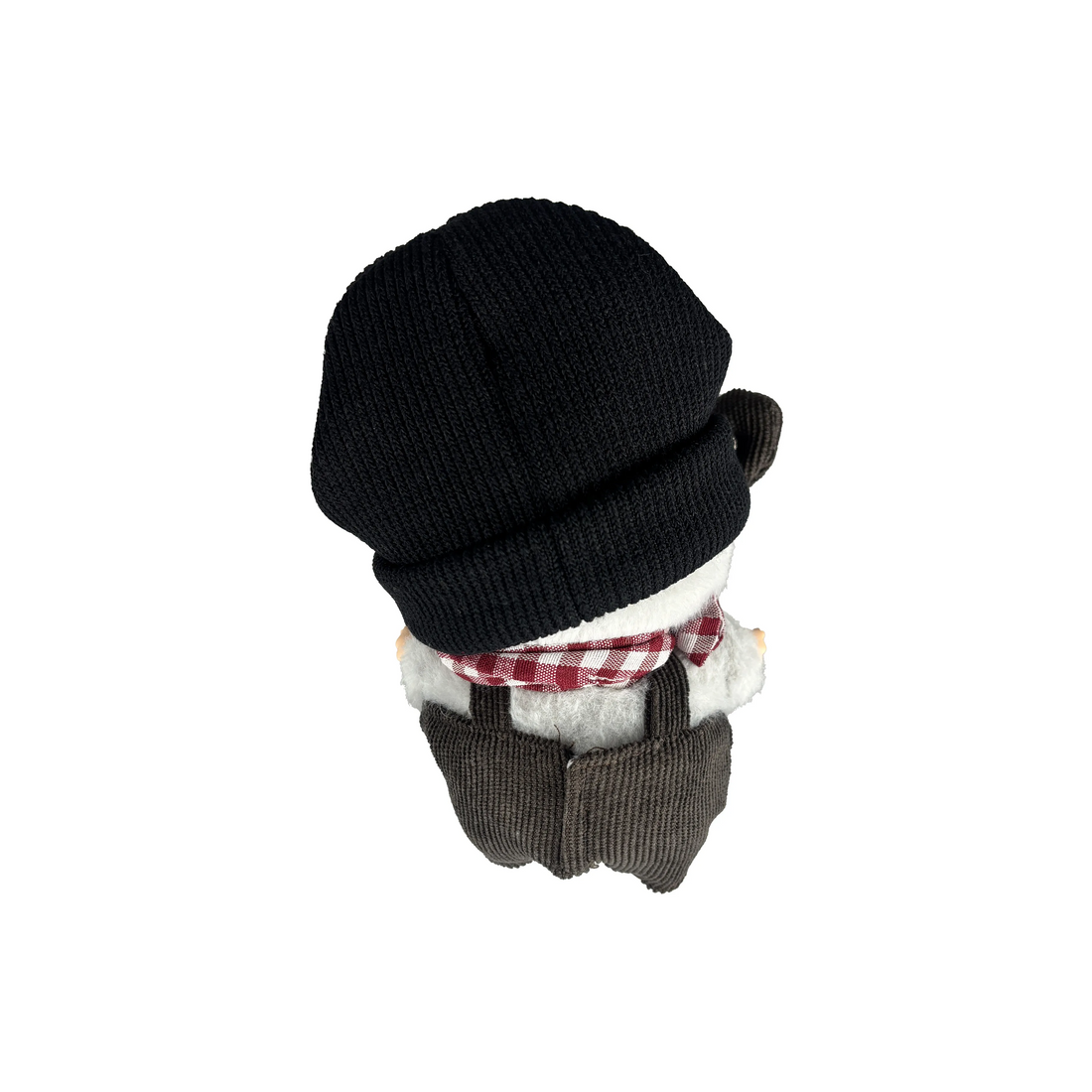 Custom Labubu Black Hat Red Plaid Scarf Black Overalls