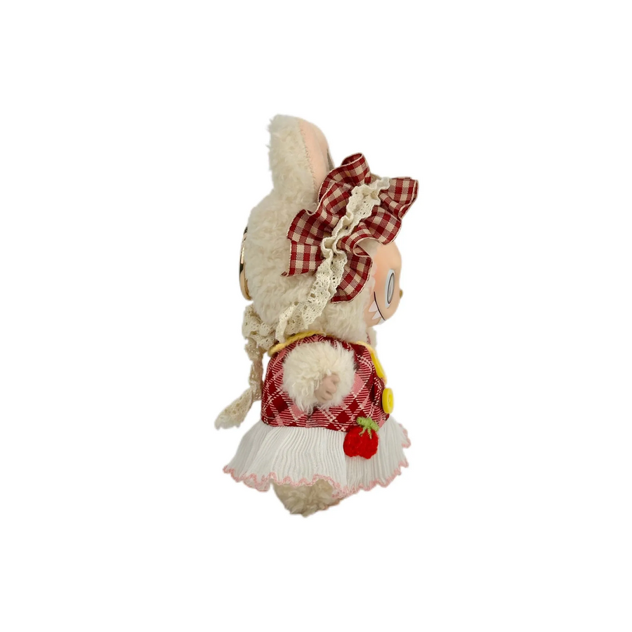 Custom Labubu Red Plaid Headscarf And Dress