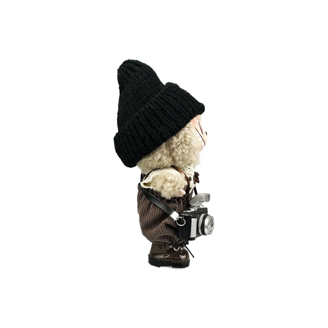 Custom Labubu Black Beanie Hat Beige Clothes Brown Bloomers