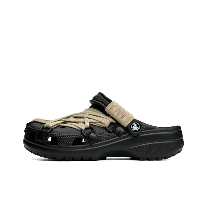 Custom Crocs Black With Khaki Laces