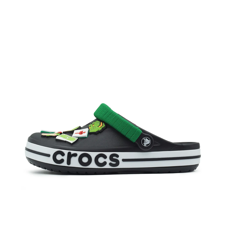 Custom Crocs Black With Green Shoelaces Money Theme