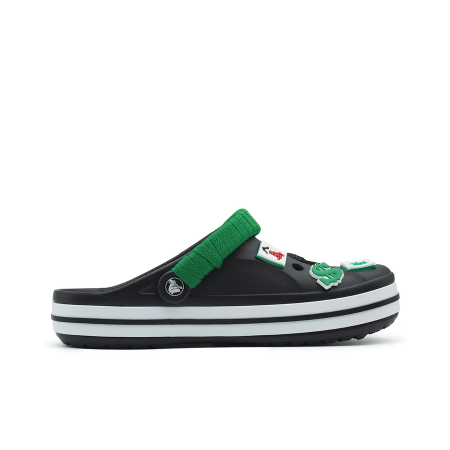 Custom Crocs Black With Green Shoelaces Money Theme