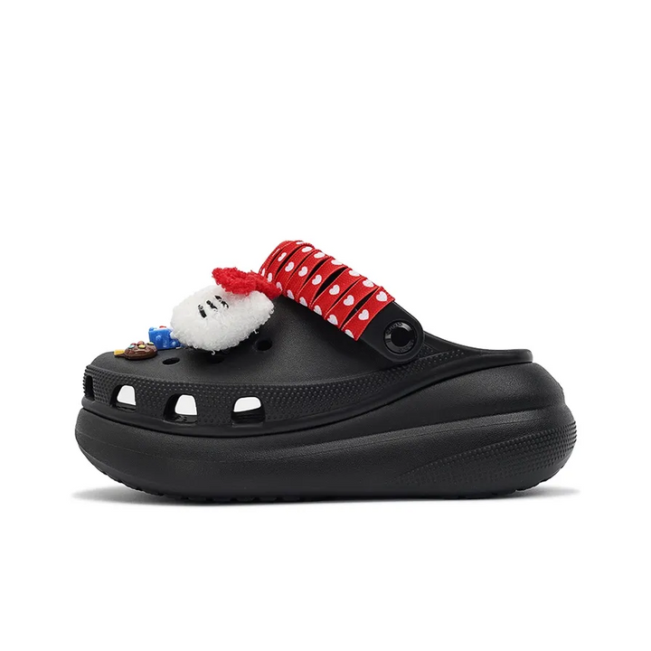 Custom Crocs Black With Red Love Heart Lace Hello Kitty Theme