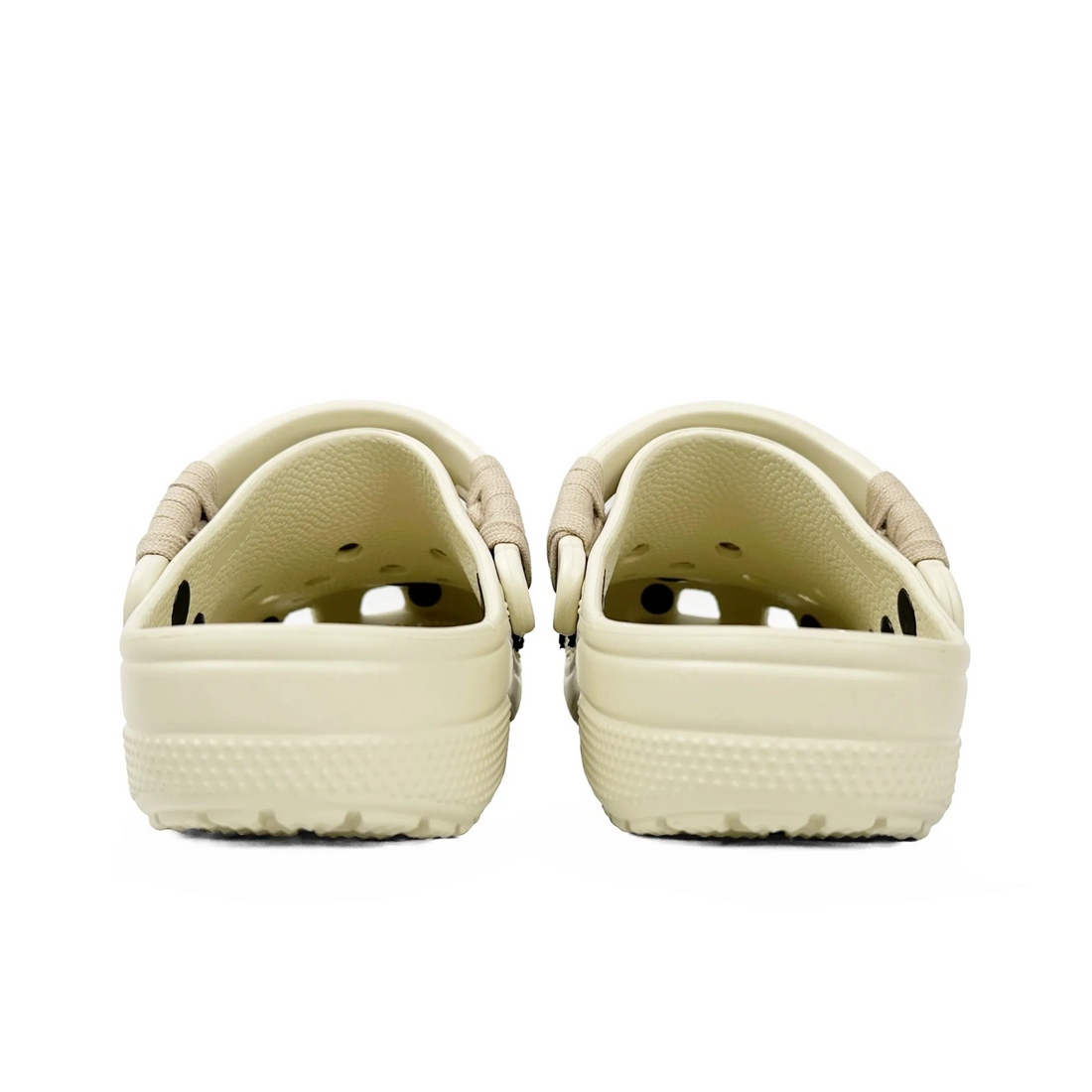 Custom Crocs Beige With Khaki Shoelaces
