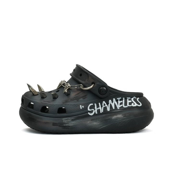 Custom Crocs Black With Silver Fangs