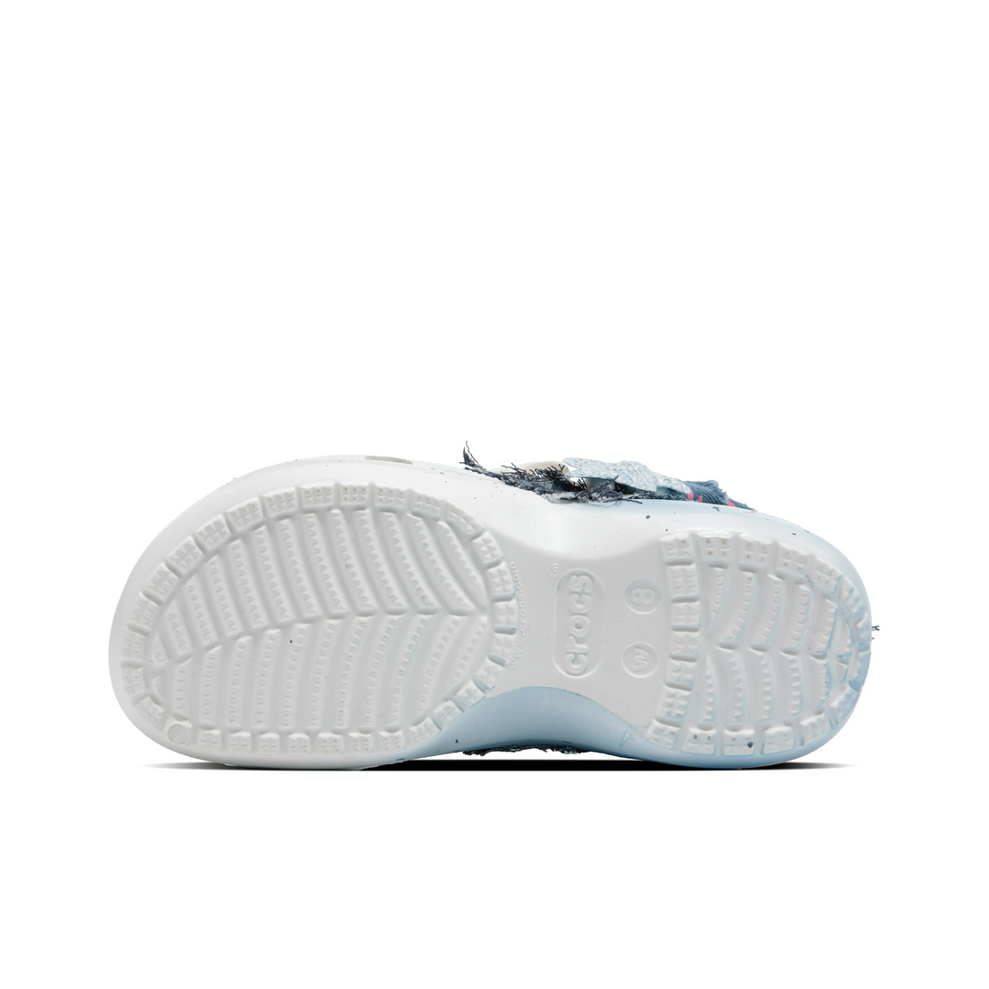 Custom Crocs White Light Blue With Denim And Black Checked Fabric