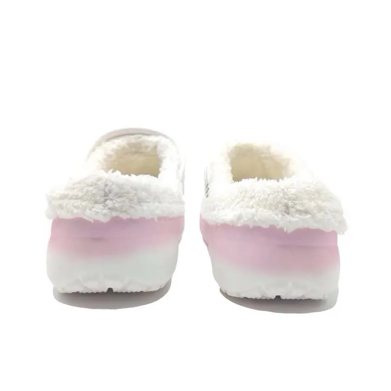 Custom Crocs Pink White Plush Cartoon Decorations