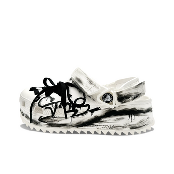 Custom Crocs White Black Graffiti And Shoelaces