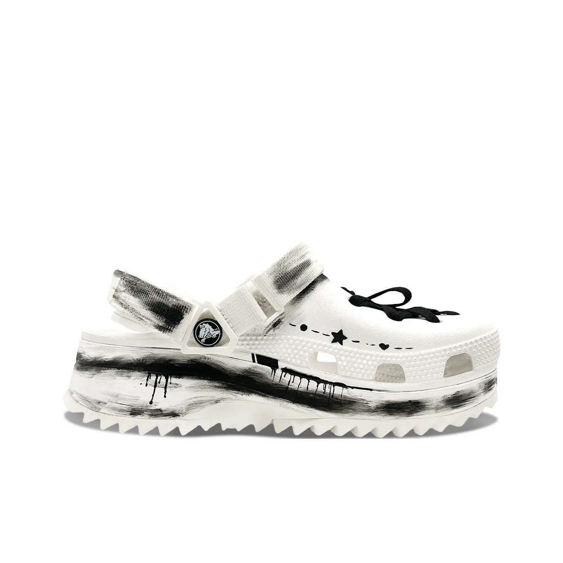 Custom Crocs White Black Graffiti And Shoelaces
