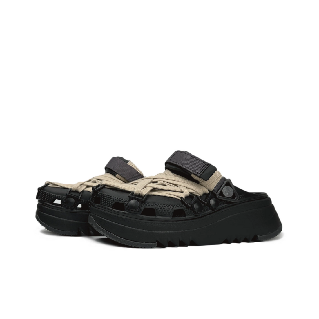 Custom Crocs Black Khaki Six-pointed Star Shoelaces