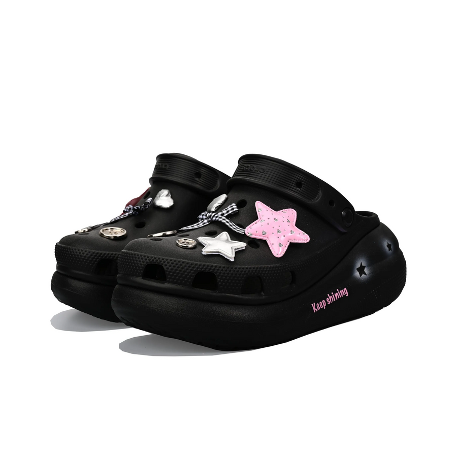 Custom Crocs Black Pink Sliver Pentagram Theme