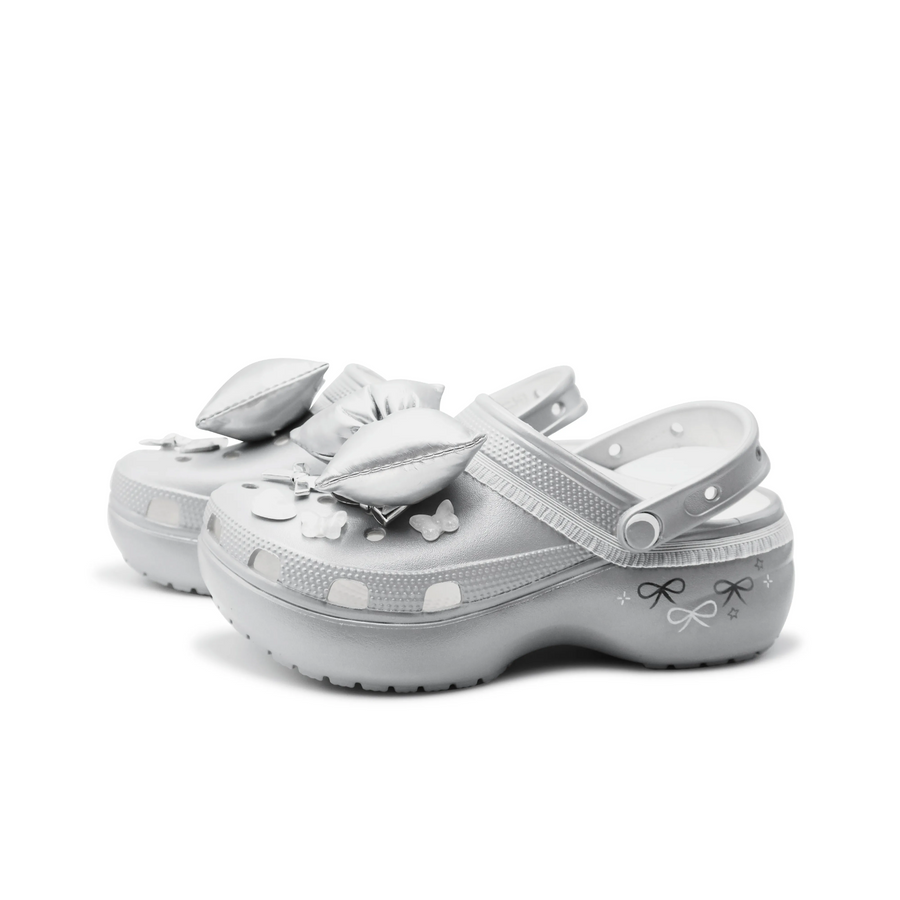 Custom Crocs Silver Butterflies Theme Decor