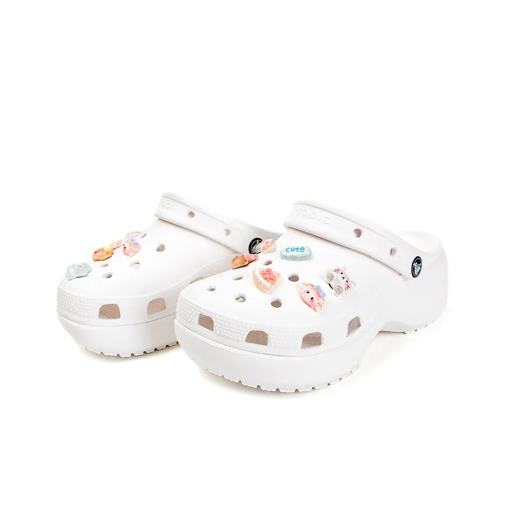 Custom Crocs White With Cartoon Decorations