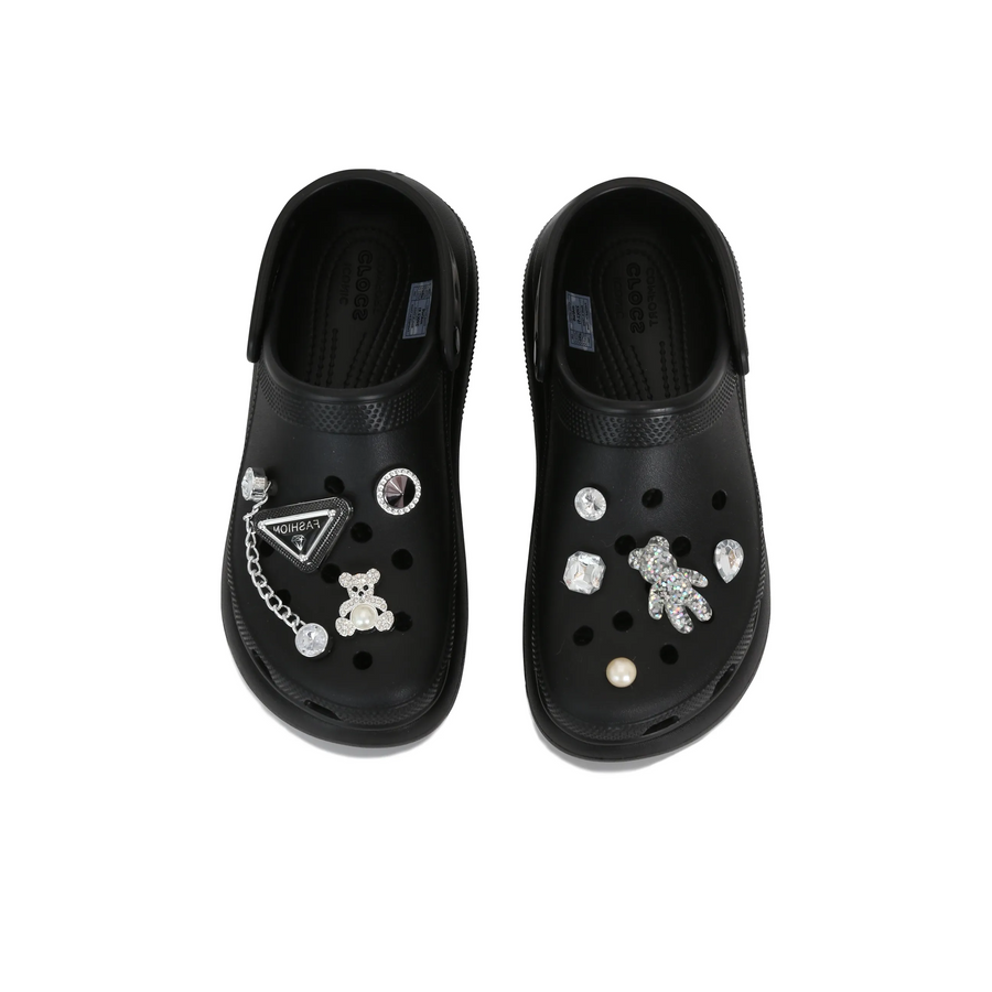 Custom Crocs Black Silver Accessories