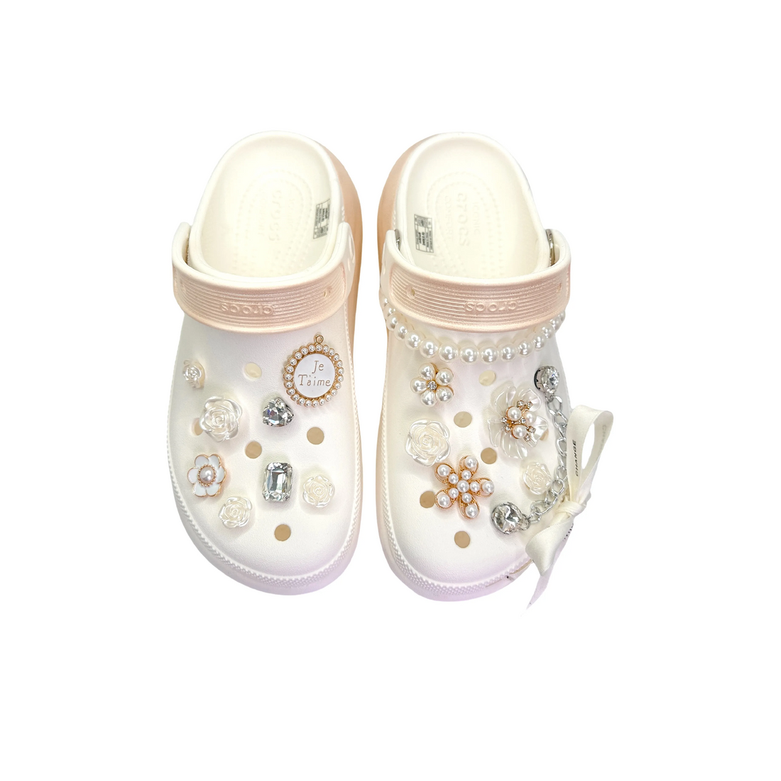 Custom Crocs White Orange Flower Accessories