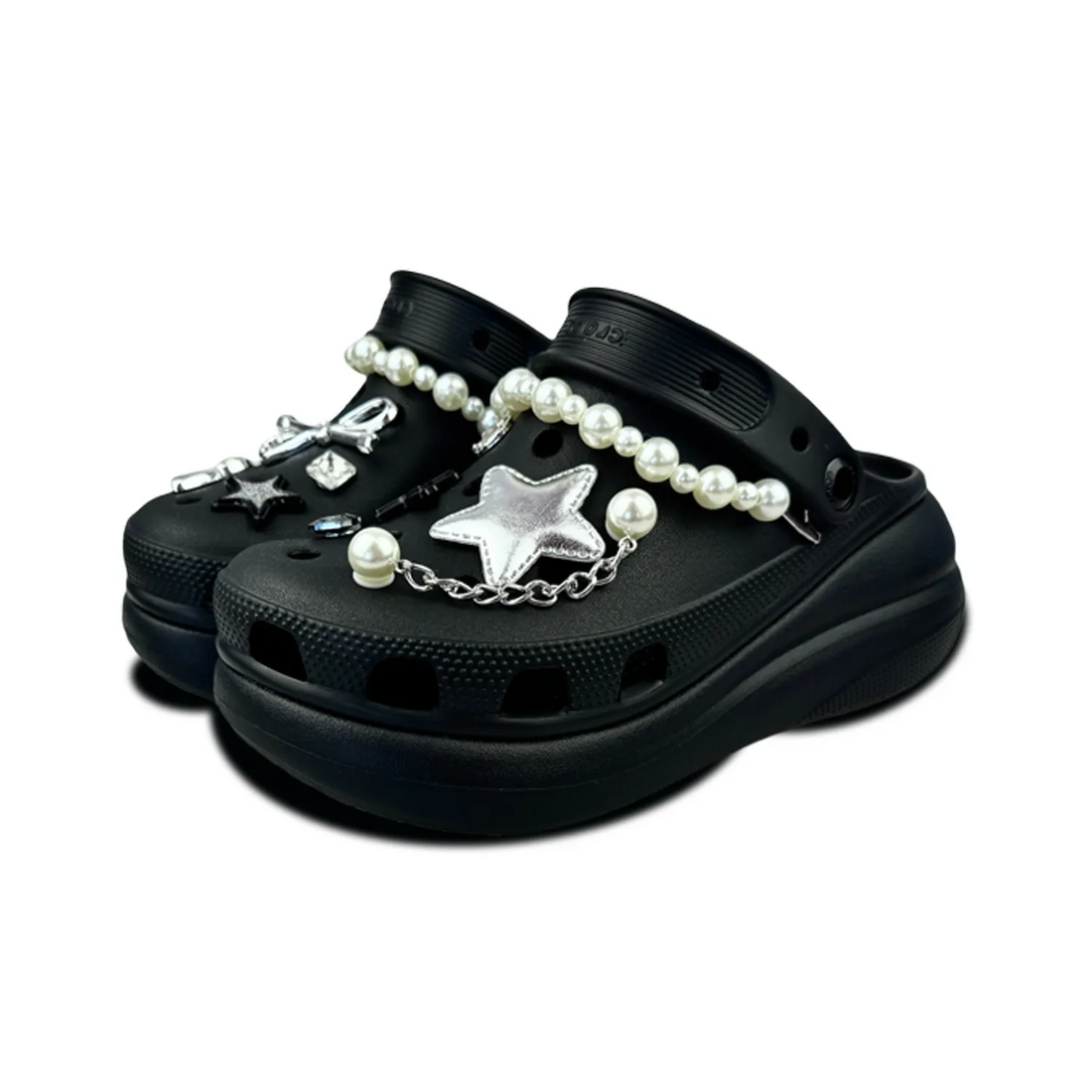 Custom Crocs Black With Star Pearl Accessories