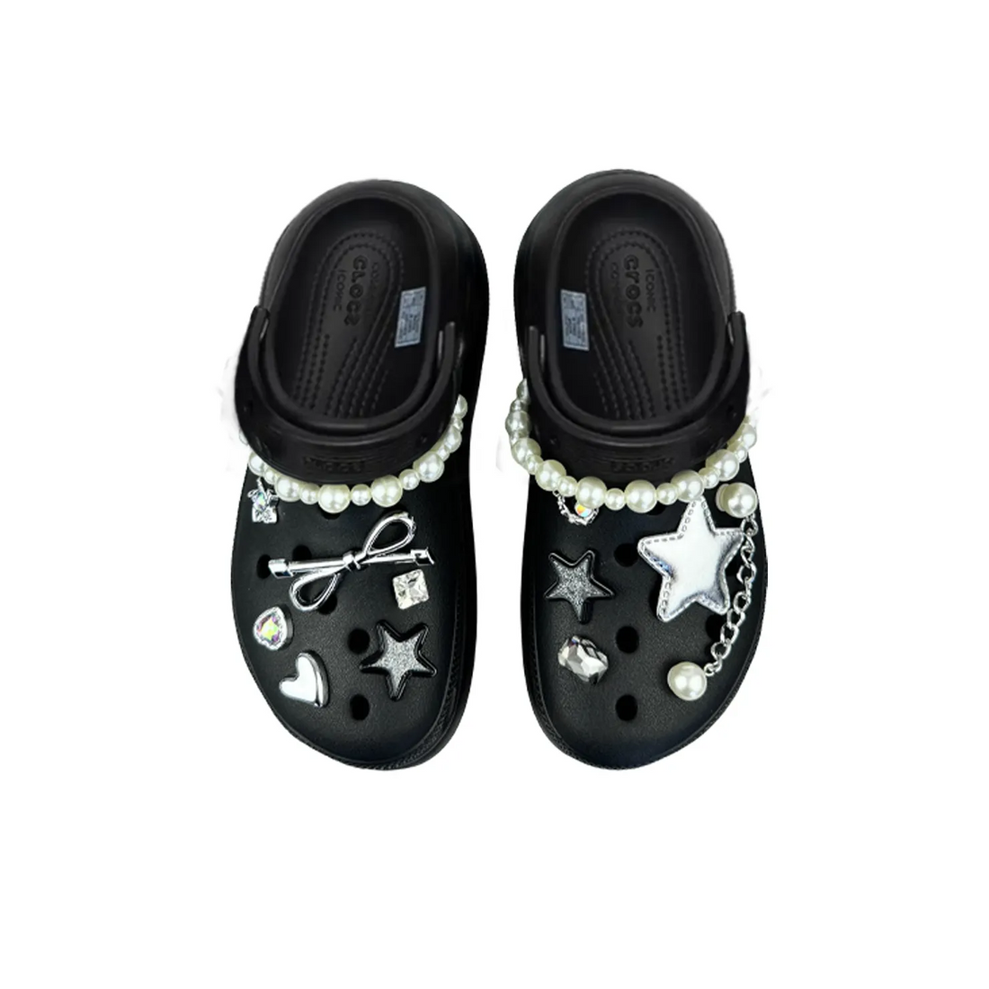 Custom Crocs Black With Star Pearl Accessories