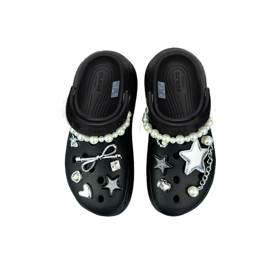 Custom Crocs Black With Star Pearl Accessories