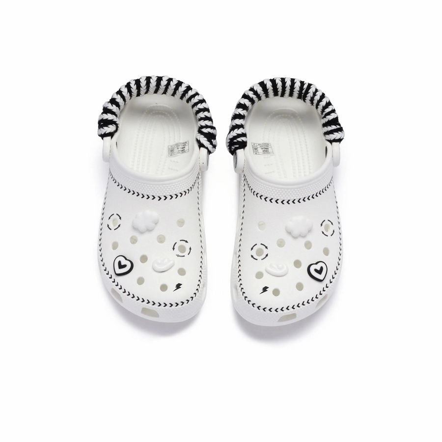 Custom Crocs Black White Clouds