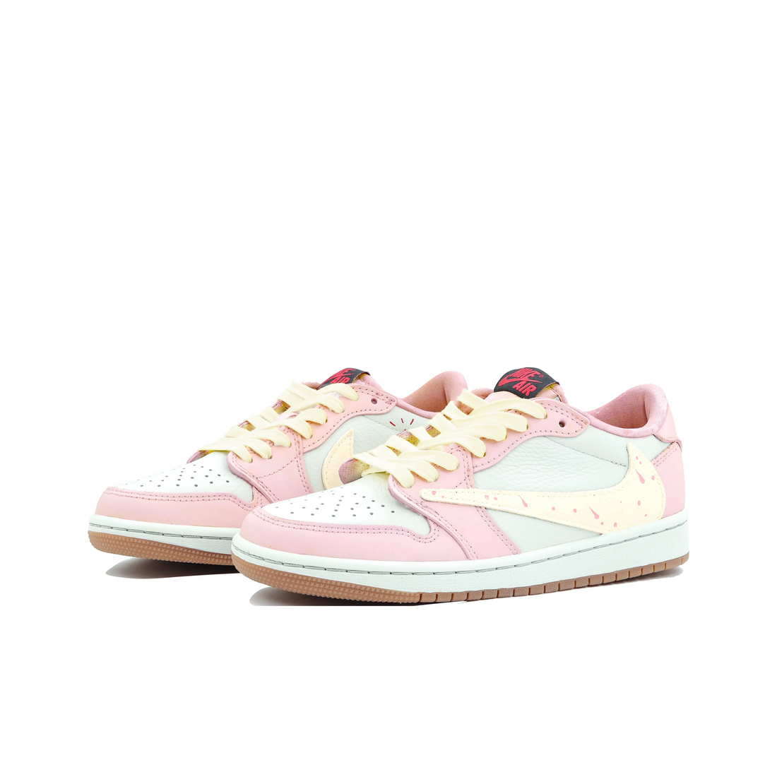 Travis Scott Jordan 1 Custom Jordans Pink White Beige