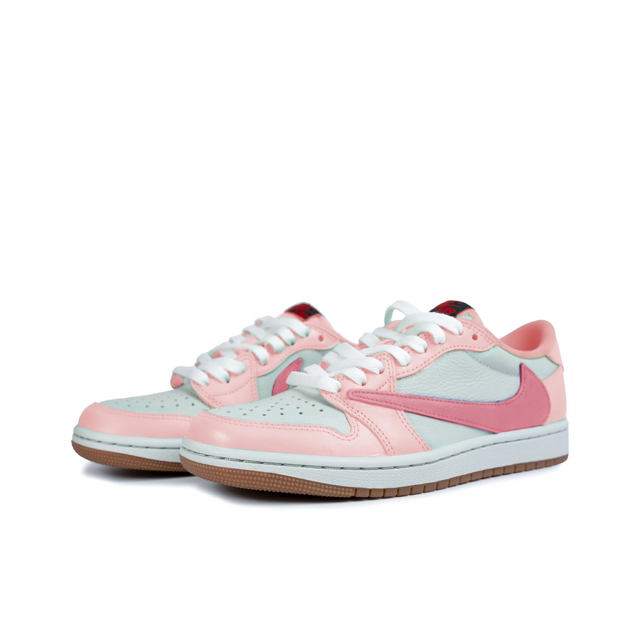 Travis Scott Jordan 1 Custom Jordans White Light And Dark Pink