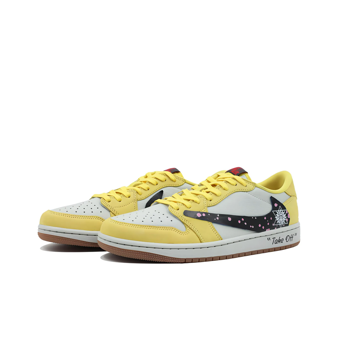 Travis Scott Jordan 1 Custom Jordans Lemon Yellow White Black