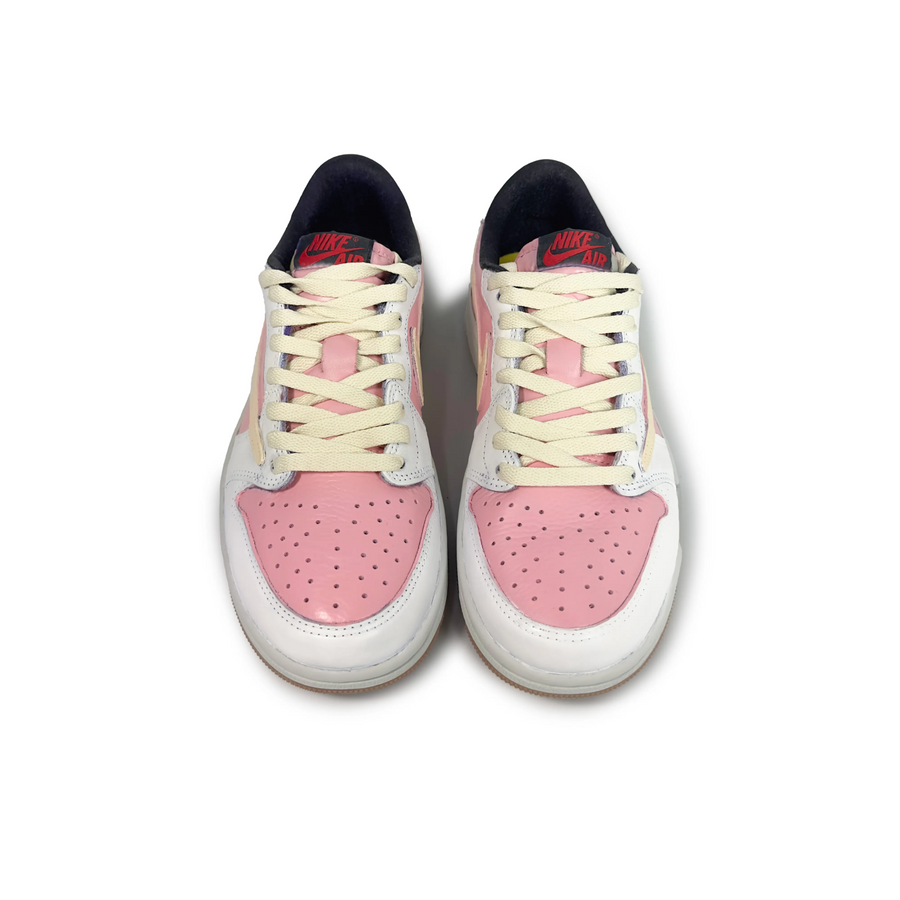 Travis Scott Jordan 1 Custom Jordans Pink White Beige