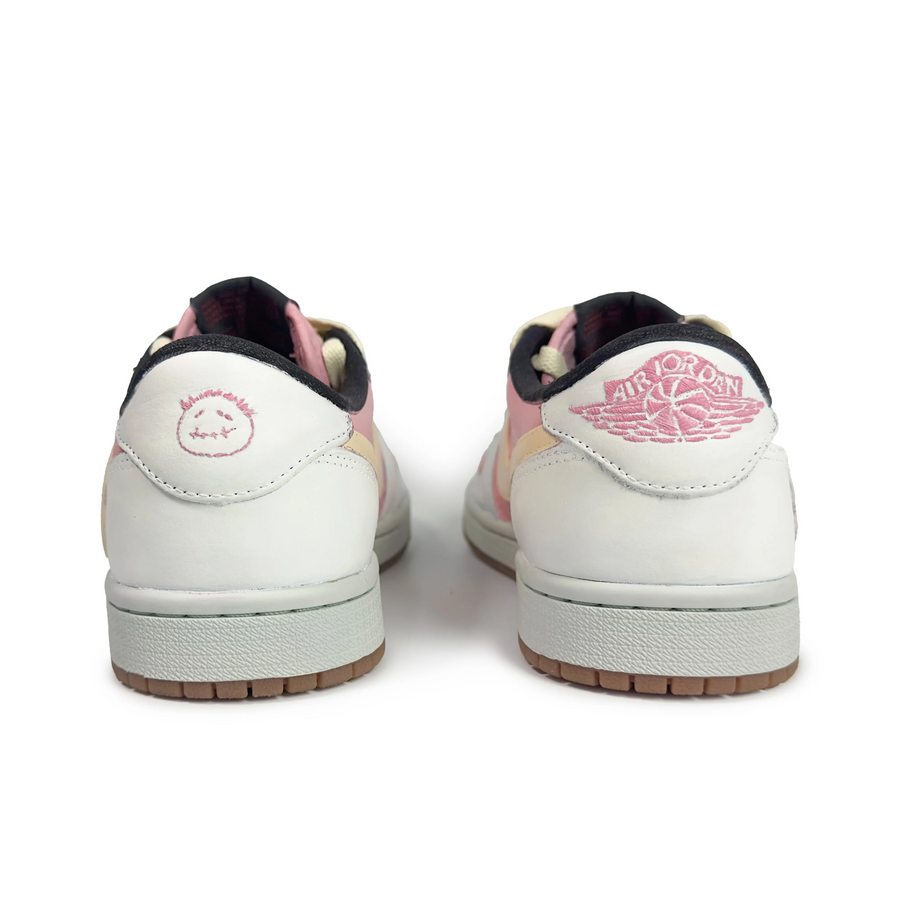 Travis Scott Jordan 1 Custom Jordans Pink White Beige