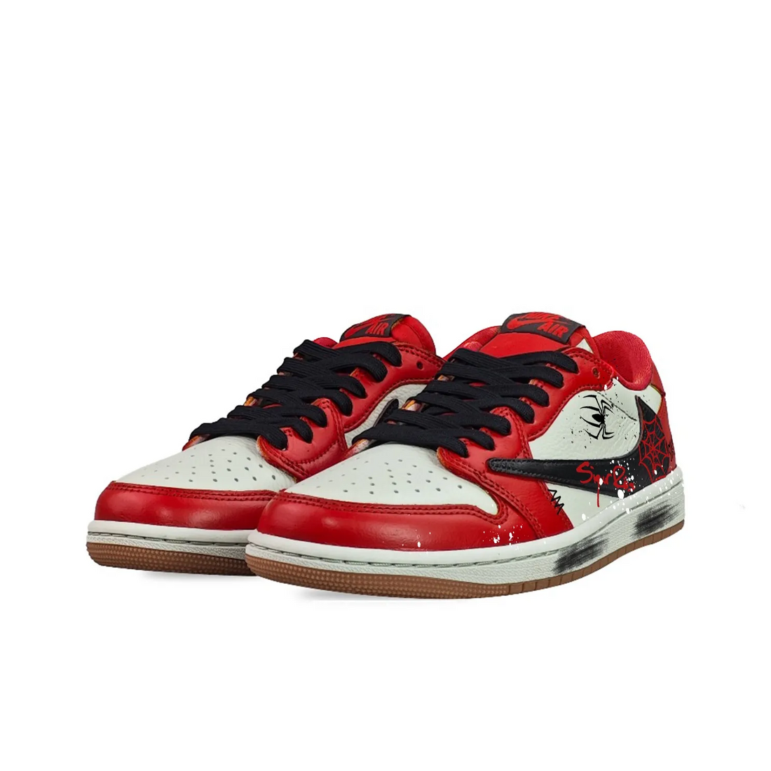 Travis Scott Jordan 1 Custom Jordans Red Black Spider Graffiti