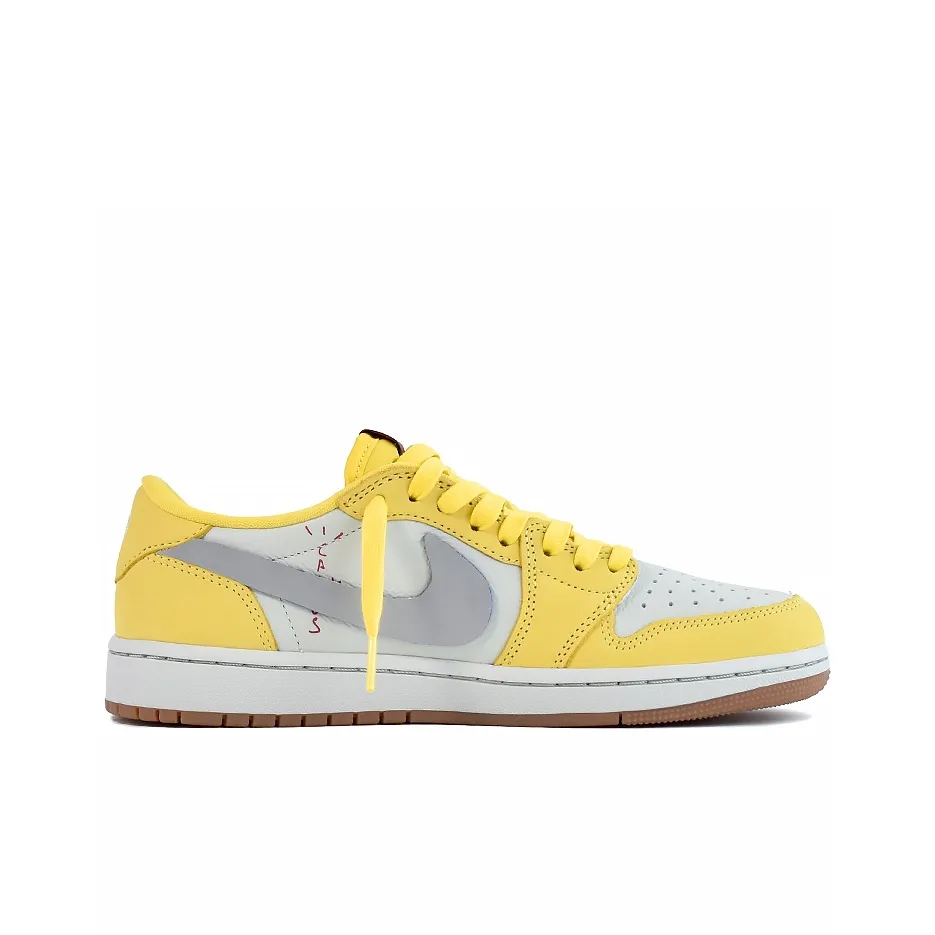 Travis Scott Jordan 1 Custom Jordans Yellow White Grey