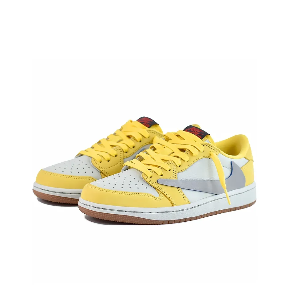 Travis Scott Jordan 1 Custom Jordans Yellow White Grey