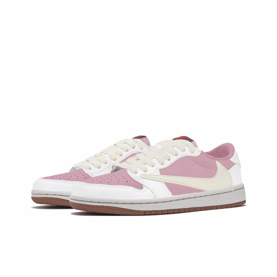 Travis Scott Jordan 1 Custom Jordans Pink Off White Low