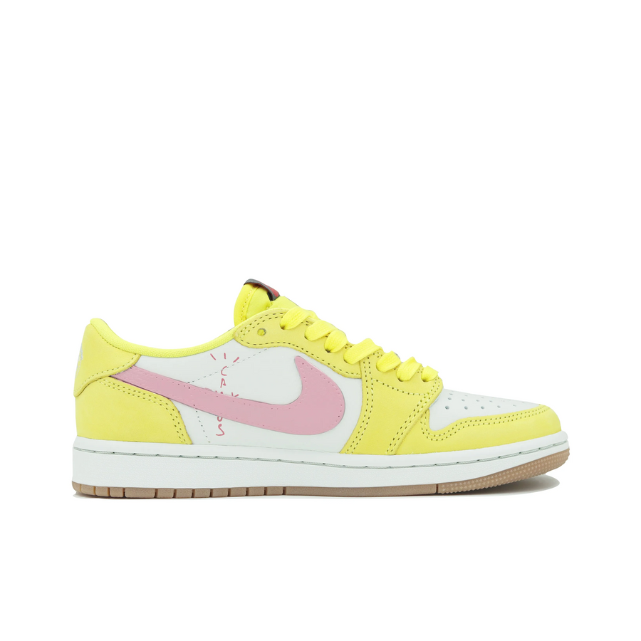 Travis Scott Jordan 1 Custom Jordans Lemon Yellow White Pink