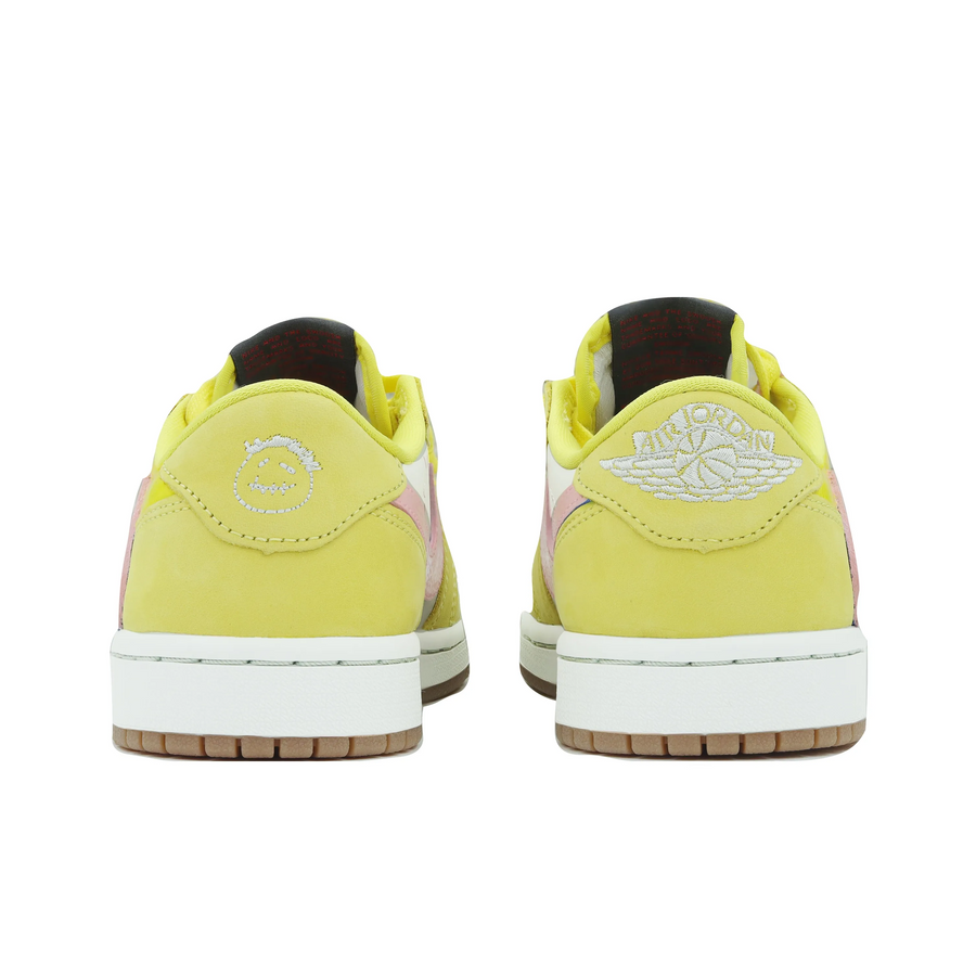 Travis Scott Jordan 1 Custom Jordans Lemon Yellow White Pink