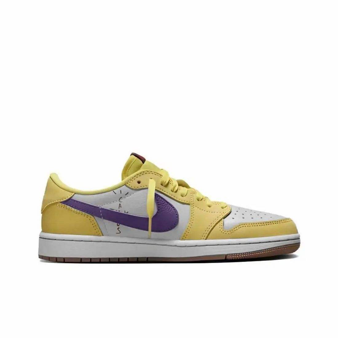 Travis Scott Jordan 1 Custom Jordans Yellow Dark Purple Low