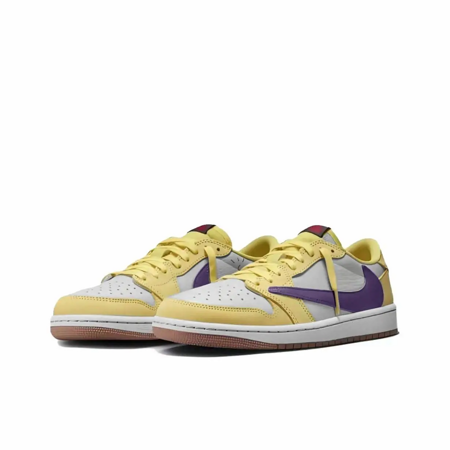 Travis Scott Jordan 1 Custom Jordans Yellow Dark Purple Low