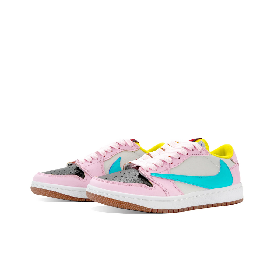Travis Scott Jordan 1 Custom Jordans Pink Green Black Yellow
