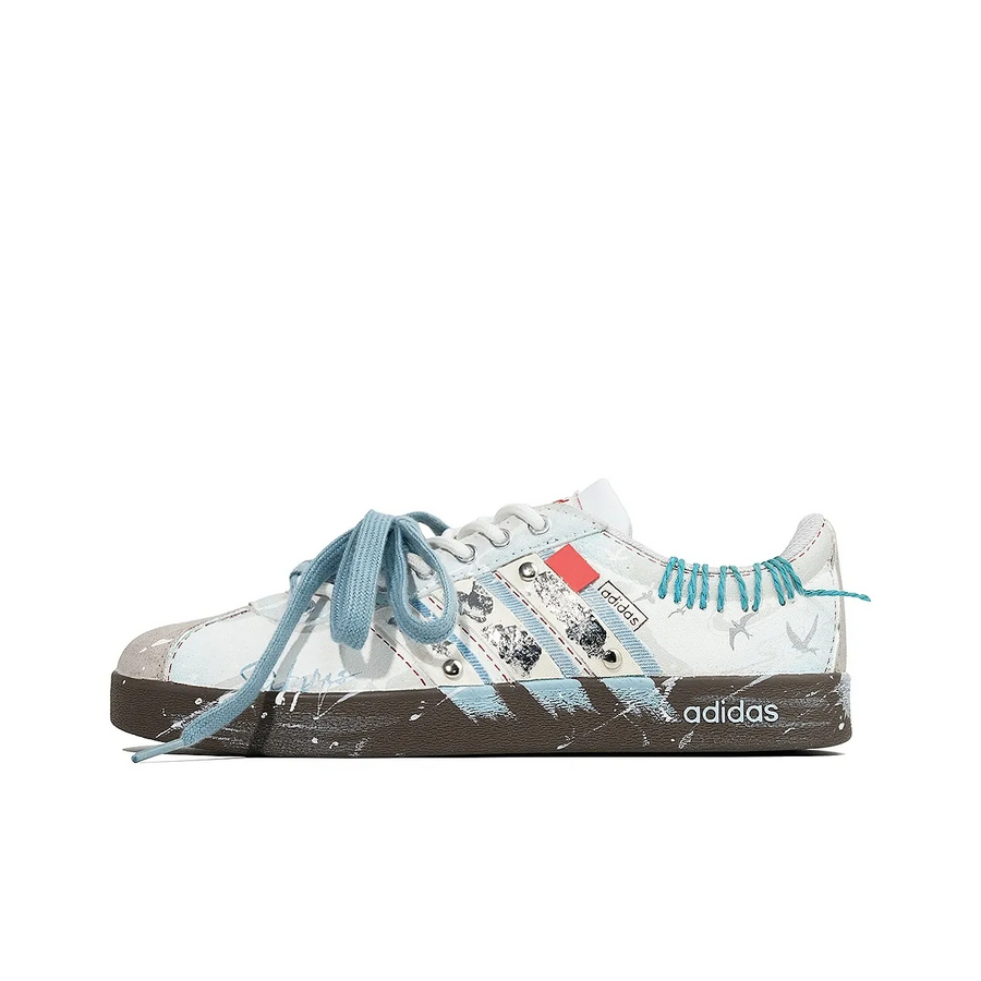 Light Blue White Sfumato Graffiti - Adidas Samba Custom