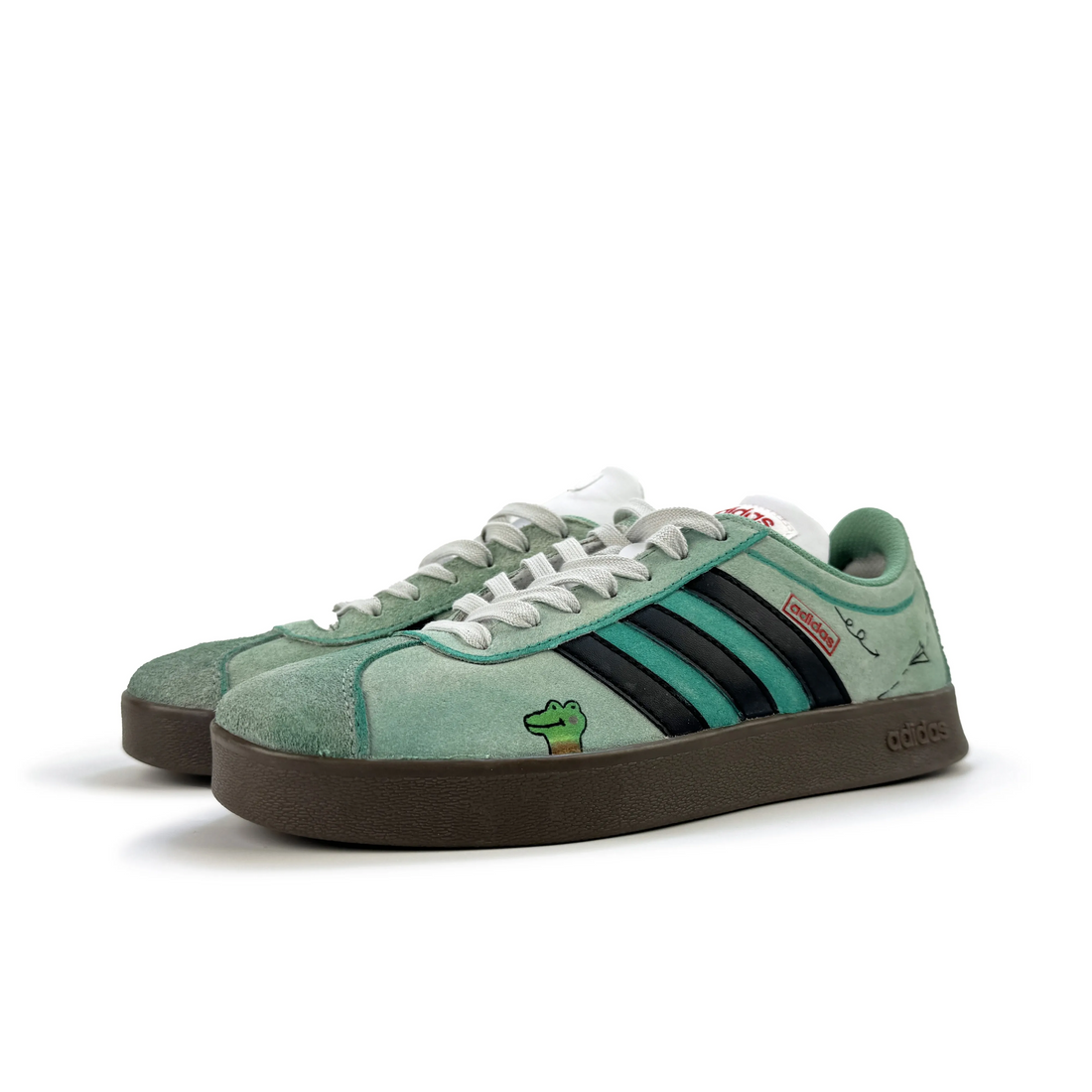Green Black Frog Cartoon - Adidas Samba Custom