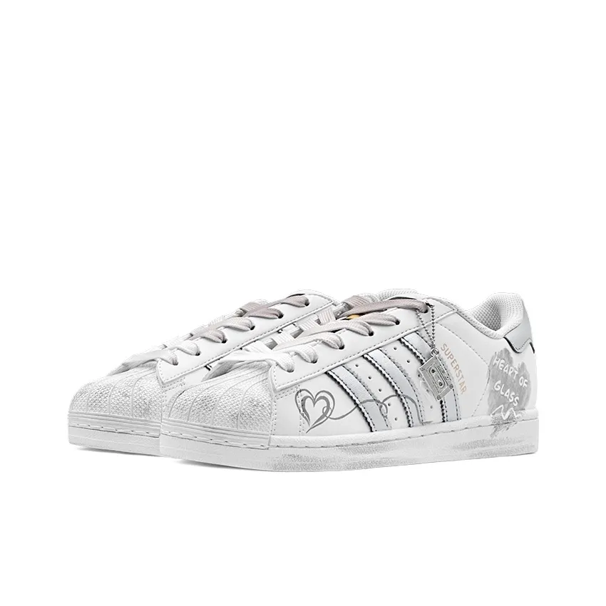 Custom Adidas White Sliver Love Heart