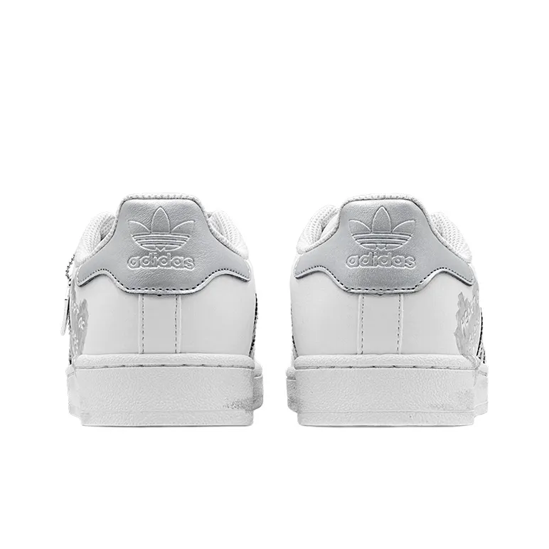 Custom Adidas White Sliver Love Heart