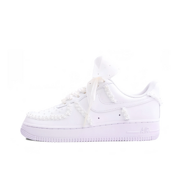 Custom Air Force 1 White Pearls Wedding Shoes