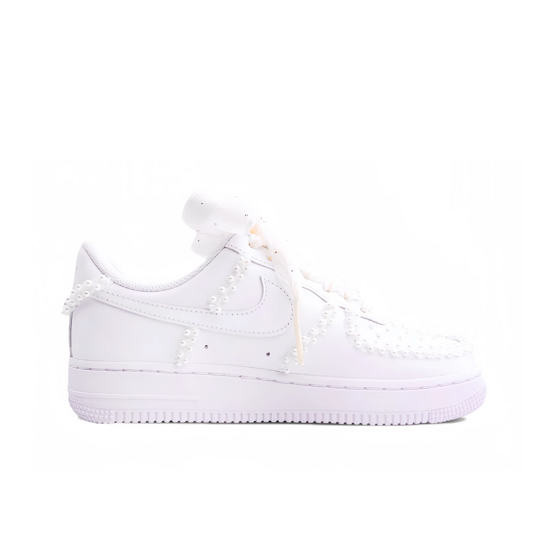 Custom Air Force 1 White Pearls Wedding Shoes