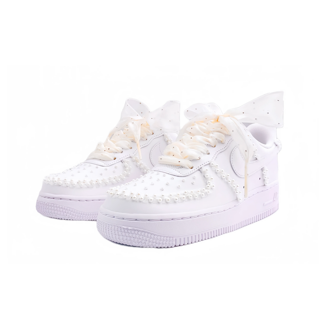 Custom Air Force 1 White Pearls Wedding Shoes