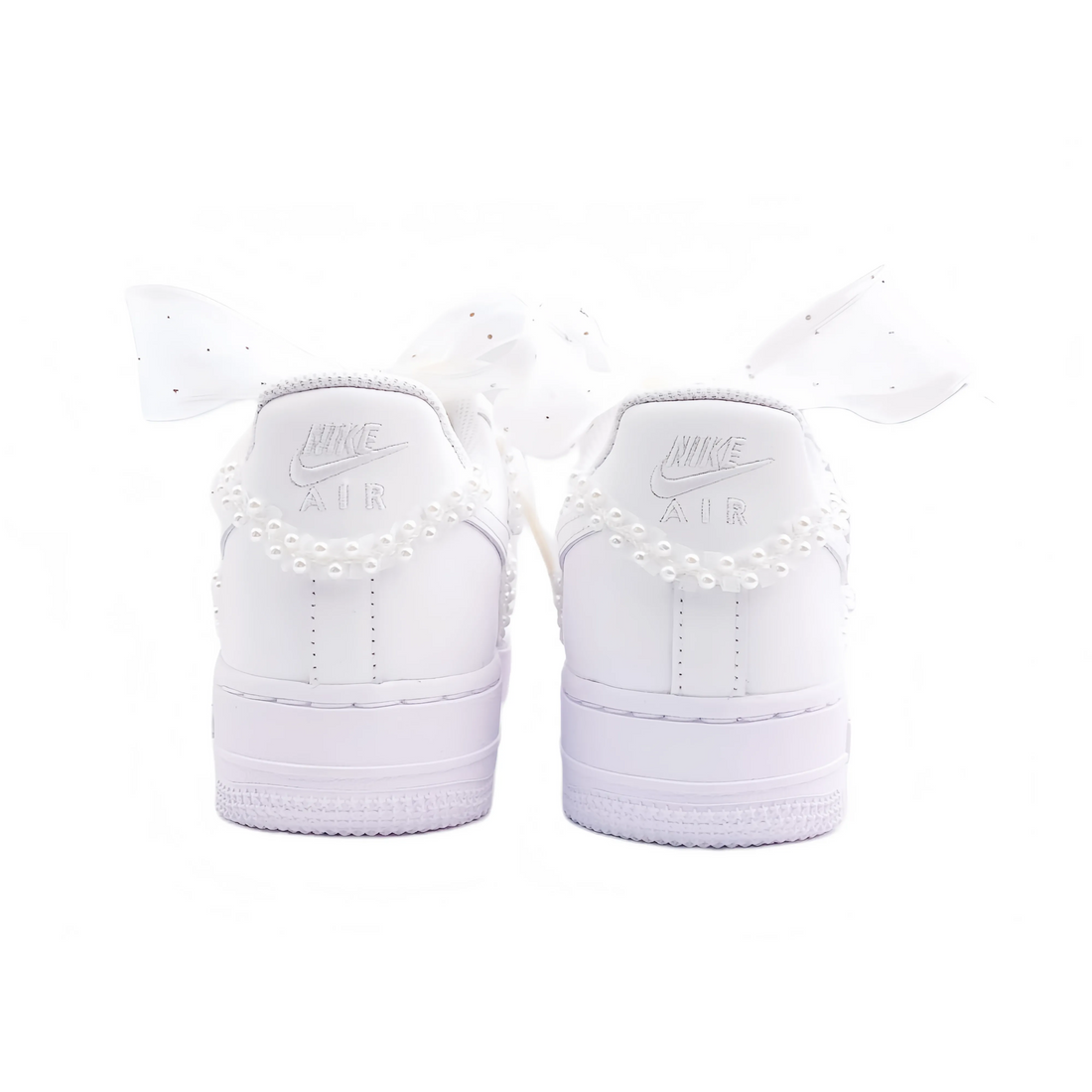 Custom Air Force 1 White Pearls Wedding Shoes